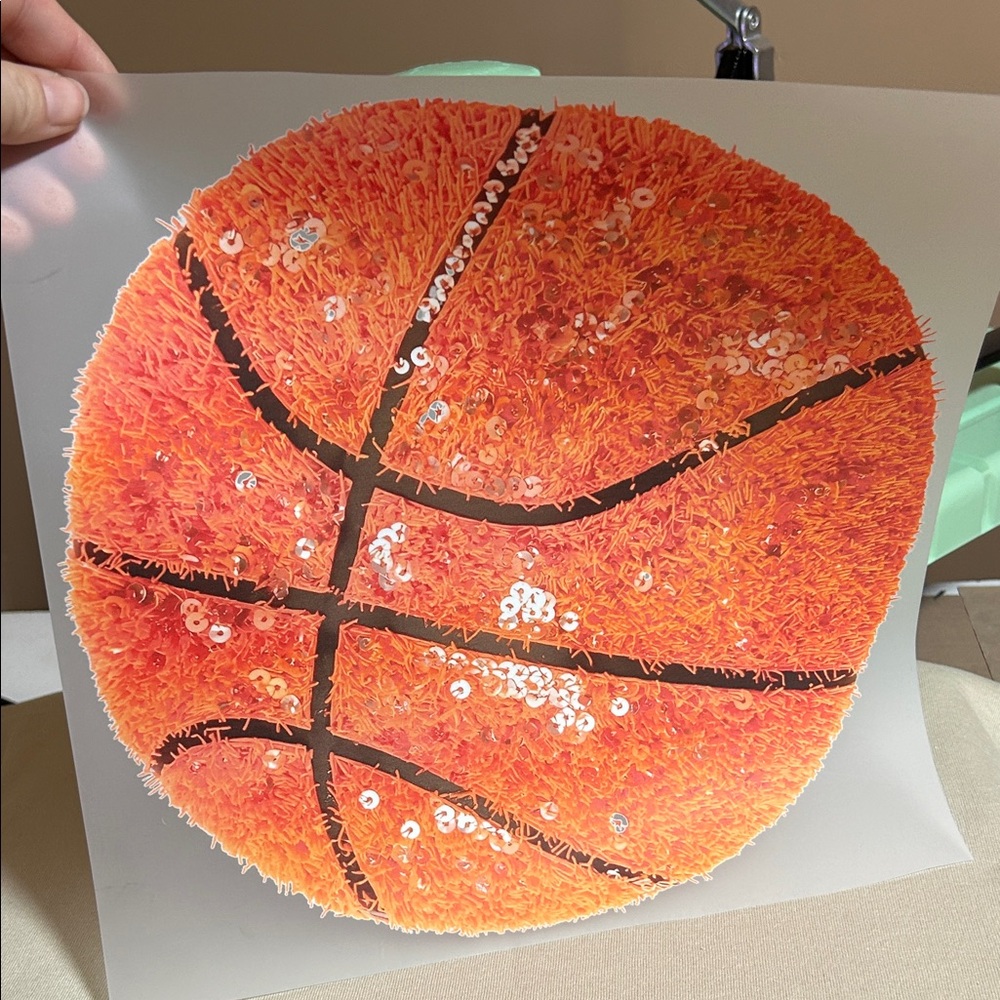 DTF Sequin Embellished Basketball Art Print